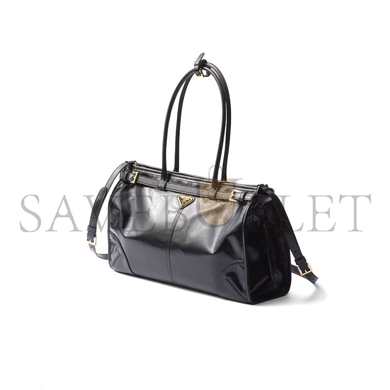 Pra*a bonnie large leather handbag 1ba433 (38*24*12cm)